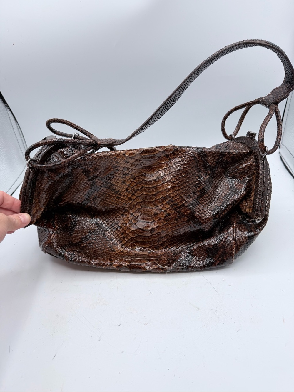 Sondra Robert’s Brown Python-Texture Shoulder Bag
